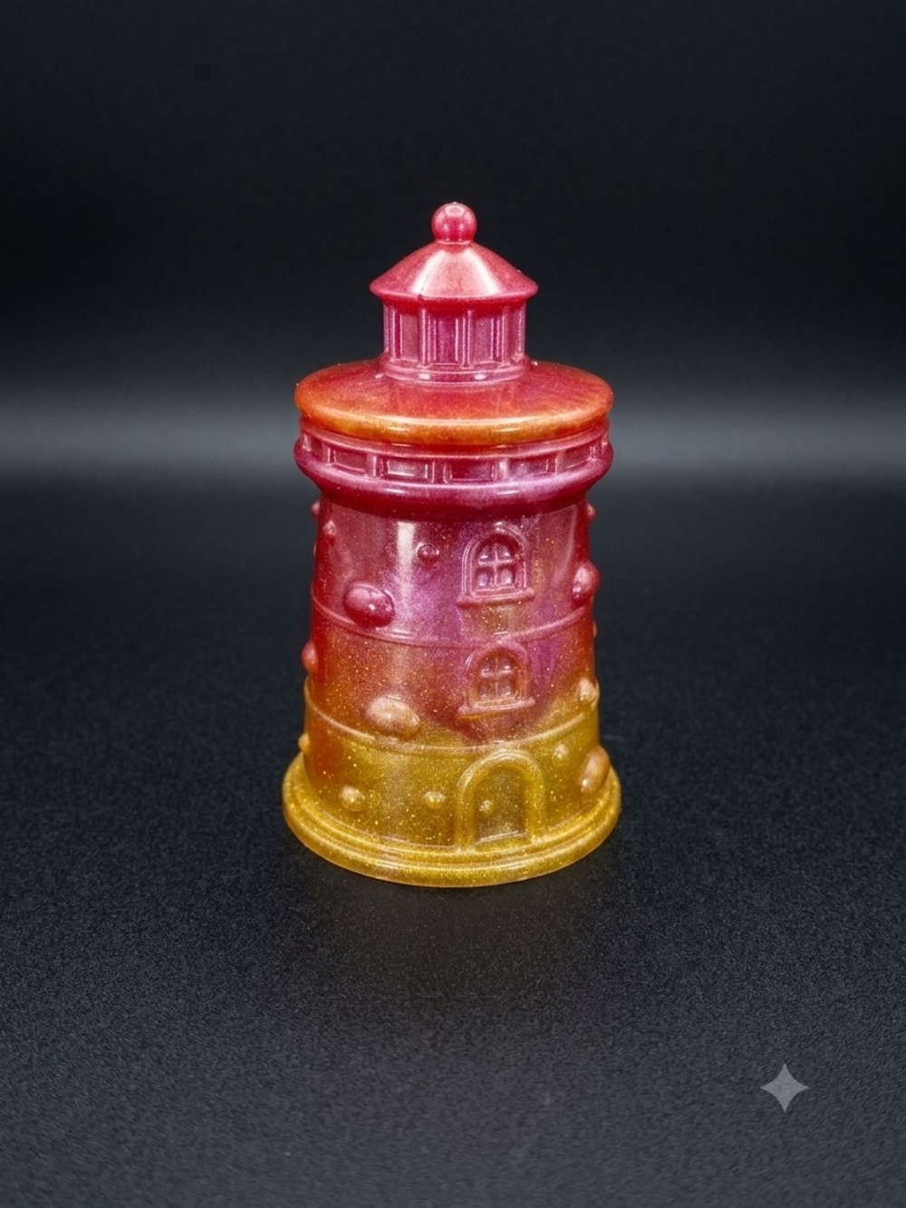 Gradient Pink and Gold Lighthouse Sculpture - Decorative Home Art